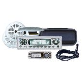 Pyle  KTMR16SPCW  In-Dash Marine CD/MP3 Player/Weather Band w/Four 6.5'' Speakers & Radio Cover (White)